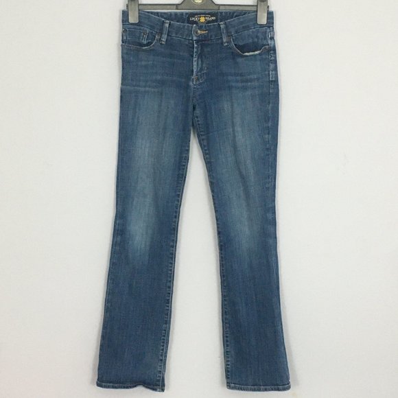 Lucky Brand Denim - Lucky Brand Womens 4/27 The Sweet Jean Boot Embroidered Cotton Blend Medium Wash